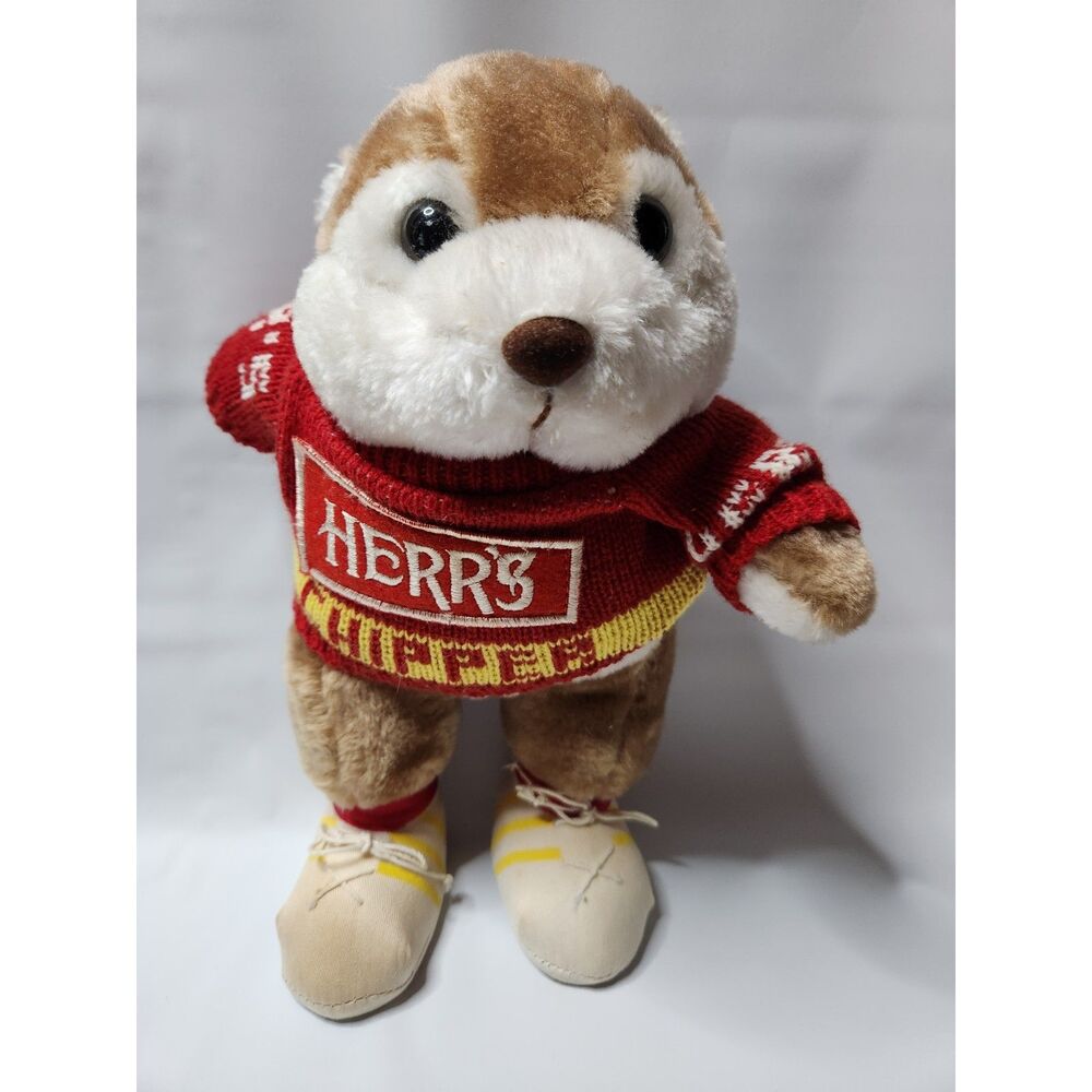 Vintage 1989 Chipper Doll Plush w/ Red Knit Sweater Herr’s Style Promo Toy Korea